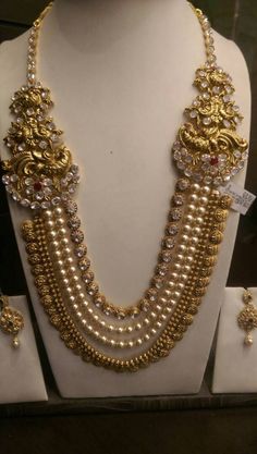 Kandoli Designs Gold, Pearl Haram Design, 20grams Gold Necklace Designs, Gold And Pearl Necklace, Mala Jewelry, Pearl Necklace Designs