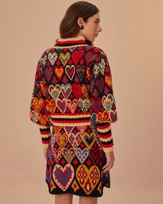 The details- Easy, relaxed fit Knit style Long sleeves 55% acrylic, 35% polyamide, 10% wool Relaxed Fit Jacquard Knit Sweater For Fall, Multicolor Knit Tops With Ribbed Cuffs, Multicolor Winter Sweater With Ribbed Cuffs, Winter Multicolor Sweater With Ribbed Cuffs, Casual Wool Jacquard Knit Sweater, Relaxed Fit Long Sleeve Jacquard Knit Sweater, Oversized Multicolor Jacquard Knit Sweater, Fitted Jacquard Knit Outerwear, Casual Wool Cropped Sweater With Long Sleeves