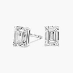 Channel timeless elegance as you add sparkle to your style with these stud earrings featuring  emerald-cut lab-grown diamonds. The 14k white gold setting completes the look with luxurious lustre. Platinum Rose Gold, Gold Rings Fashion, White Gold Set, Emerald Cut Diamond, Gold Pearl Necklace, Ladies Diamond Rings, Diamond Stud Earrings, Engagement Ring Styles, Rose Gold Jewelry