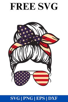 an american flag bandana and sunglasses with the words free svg on it,