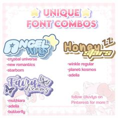 20 font pairings Ibispaint Fonts Code, Fonts For Dafont, Font For Editing, Fonts For Watermark, Kpop Fonts Dafont, Font Packs Dafont, Fonts For Ibispaint, Ibis Paint Fonts Text, Fonts Ideas Dafont