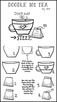 instructions to make tea bags and cups for the coffee lover in your life, including instructions on how to use them