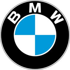 the bmw logo is shown in black and blue, with white letters that read wm