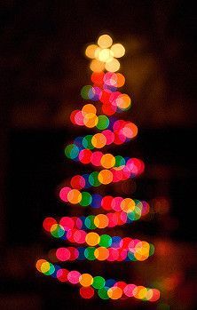 a brightly lit christmas tree in the dark