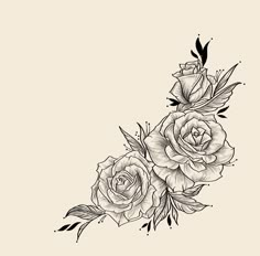 black and white roses tattoo design