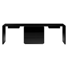 an image of a black desk on a white background in the style of minimalism