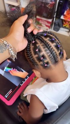 Toddler Birthday Hairstyles Black, Cute Natural Hairstyles For Kids, Mixed Toddler Hairstyles, Cornrows And Box Braids, Quick Toddler Hairstyles Black, Baby Hairstyle, Kids Cornrow Hairstyles