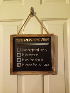 Description: This magnetic chalkboard sign is perfect for those on-the-go! Always keep customers informed on when to expect you back. This sign has a distressed wooden frame. Wording is customizable. To complete the personalization, email me with your order number what you would like it to say! Size: 11” x 10” Shipping & Returns: Personalized Made to order product: 14 day processing time. I do not accept returns on this item. Sign For Office Door, Office Door Sign, Office Door Signs Funny, Office Door Signs Business, Office Door Signs Professional, Office Door Signs In A Meeting, Office Door Signs, Magnetic Chalkboard, Office Door