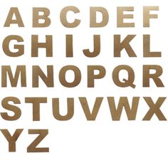 the upper and lower letters are made out of brown paper with metallic foil on them