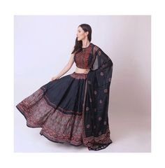 in stock Ajrakh Chaniya Choli, Chaniya Choli Blouse Designs Latest, Choli Blouse Designs Latest, Black Chaniya Choli, Choli Blouse Design, Hand Embroidered Blouse, Saree Wearing Styles, Saree Wearing, Black Lehenga