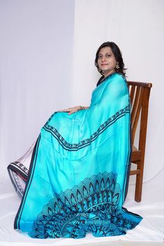 Mix Sky Color Mandala Art Satin Saree | Etsy Festive Blue Dupatta With Printed Border, Blue Dupatta With Printed Border For Diwali, Blue Art Silk Dupatta With Printed Border, Blue Unstitched Saree With Printed Border, Blue Katan Silk Dupatta With Motifs, Blue Semi-stitched Saree With Printed Border, Blue Tussar Silk Dupatta With Printed Border, Semi-stitched Blue Saree With Printed Border, Blue Dupatta With Printed Border For Festive Occasions