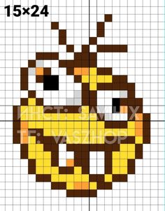 a cross stitch pattern with an image of a brown and yellow animal's face