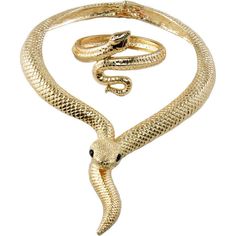 a gold snake necklace with two snakes on it's back and one in the middle