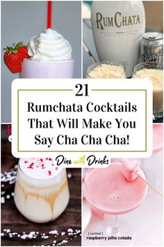 Collage of 4 rumchata cocktails. Creamy Mixed Drinks, Rum Chata Recipes Drinks Easy, Pineapple Rumchata Recipes, Rumchata Pina Colada, Creamy Drinks Alcohol, Rumchata Pineapple Cream Recipes, Rum Chata Cocktails