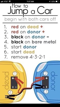 the instructions for how to jump a car