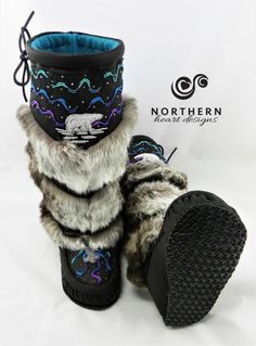 Northern Heart Designs Beadwork Moccasins, Mukluk Pattern, Native American Boots, Inuit Clothing, Indian Boots, American Indian Clothing, Diy Moccasins, Mukluk Boots, Native American Moccasins