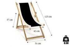 a folding chair with measurements for the seat and back side, shown in front of a white background