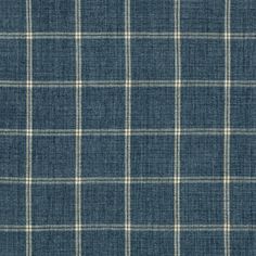 Patterned fabric with a navy plaid design Kravet Fabrics, Chambray Fabric, Check Fabric, Drapery Hardware, Fabric Houses, Cole And Son, Chenille Fabric, Blue Ivory, Custom Bed