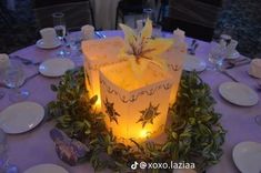 a lit candle on top of a table