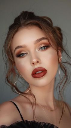 Fall Makeup Photoshoot, Dark Fall Wedding Makeup, Fall Wedding Bridal Makeup, Country Makeup Looks, Makeup For Rose Gold Dress, 2016 Makeup Looks, Fall Makeup 2024, Medium Contrast Makeup, Cool Toned Makeup Looks