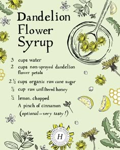 the instructions for dandelion flower syrup