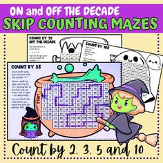 a halloween themed activity for kids to learn how to spell the word skip counting mazes