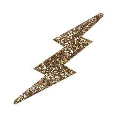 a gold glittered lightning bolt on a white background