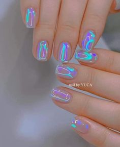 Bubble Nails, Opal Nails, Unghie Nail Art, Nail Collection, Hot Nails, Holographic Nails, Fancy Nails