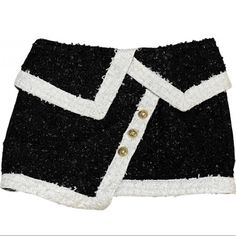 Black And White Tweed Mini Skirt From Balmain, Never Worn. Soooooo Cute. Size 40 Chanel Mini Skirt, Balmain Tweed, Knit Tweed, Chanel Skirt, Black And White Tweed, Chanel Mini, Tweed Mini Skirt, White Tweed, Fantasy Gowns