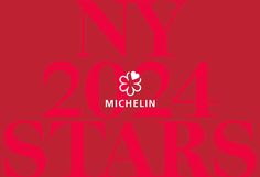 a red poster with the words new york, michael star's in white on it