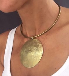 Handmade brass statement disc pendant. Adjustable chocker. Hammered to give textured. Statement necklace. Gift for her Handmade Bronze Brass Choker, Festival Bronze Brass Choker, Metal Hammered Choker Necklace, Hammered Metal Choker Necklaces, Hammered Metal Choker Necklace, Brass Jewellery Handmade, Brass Jewellery, Jewellery Handmade, Handmade Brass