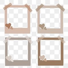 four different frames with hearts on them, one is brown and the other is white