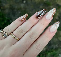 Deer, nature, aesthetic, nails Fall Deer Nails, Cozy Nails Aesthetic, Winter Nail Aesthetic, Fawn Print Nails, Deer Hunting Nails, Nature Aesthetic Nails, Fall Nail Aesthetic