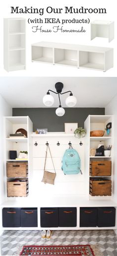 an organized mudroom with lots of storage