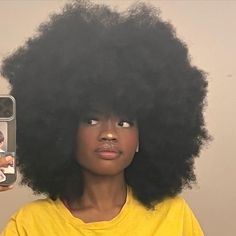 Black Afro Aesthetic, Fluffy 4c Hair, 4c Afro Big, Long 4c Hair Aesthetic, Afro Covering Eyes, Long 4c Natural Hair Inspiration, Afros Black Women, Women With Afros