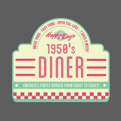 the 1950's diner sign is shown in this retro style illustration stockvector