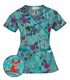 UA Enchanted Forest Mint Condition Print Scrub Top Style # WT668EFM  #uniformadvantage #uascrubs #scrubs #printscrubs Nurse Gear, Dental Assisting, Surgical Technologist