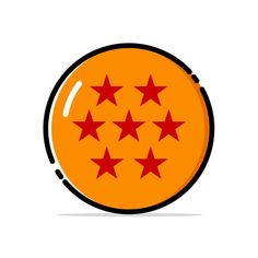 an orange button with five red stars on the front and side, in a circle