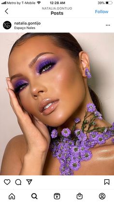 Colourful Smokey Eye, Colourful Bridal Makeup, Purple Glam Makeup, Purple Matte Lipstick, Summer Eye Makeup, Purple Smokey Eye, Makeup 2017, Princess Makeup, Prom Eye Makeup