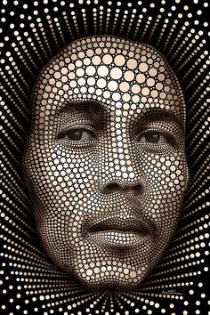 a woman's face with dots all over it