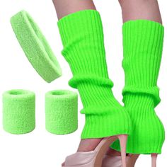 PRICES MAY VARY. Package: 1 pair Leg Warmer + 1pc Headband + 1 pair Wristbands One size elastic fit for most. Leg warmer length:42cm/16.54inch; Headband:4.5cm*36-60cm; Wristband:8cm*14-22cm Headband and Wristbands are Made of 100% Natural Cotton, Its Color is a Bit Difference from Leg Warmers Which is More Colorful. Thick & Stretchy Ribbed Keep Leg Warmer in Place; Perfect for Running Exercise, 80’s Costume & Halloween Stand out from the crowd, Making Sports Health, Fun & Eye Catching Package: 1 Long Leg Warmers, 80s Dance, Running Headbands, Leg Warmer, Sports Health, Running Workouts, Wristbands, Costume Halloween, Socks And Hosiery