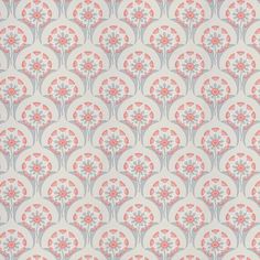 an old wallpaper with pink and blue flowers on white background, in the style of art nouveauism