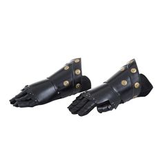 "Set of 2 Black Vintage Armor Gloves Add a powerful warrior display on top of your metal tables and valuable glass shelves with this marvelous knight gloves heirloom. Place this set in your living room, entry way or dining room and office space for an edgy appeal. A unique and distinctive decor that adds character and historic influence into your living space. This item is shipped in one carton. Iron is molded and skillfully sculpted to form a ravishing knight gloves memorabilia. Suitable for in Knight Gloves, Medieval Gloves, Armour Gloves, Knight Gauntlet, Armor Gloves, Iron Armor, Metal Tables, Living Room Entry, Gauntlet Gloves