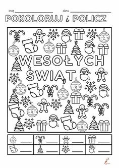 a black and white coloring page with christmas symbols