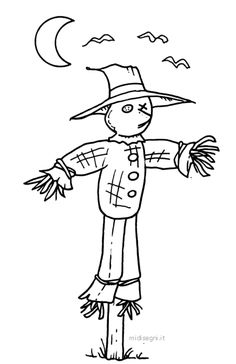 a scarecrow standing in the grass with his arms outstretched and hands out, wearing a hat