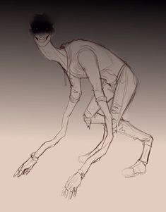 a drawing of a man riding a skateboard in the air with his hands on the ground