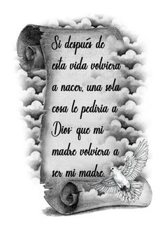 a scroll with the words written in spanish and an image of a dove on it