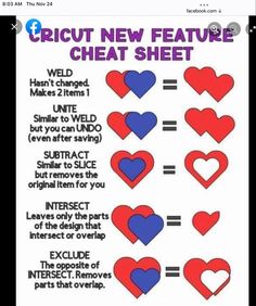 the instructions for how to make heart shaped shapes in different colors and sizes, with text below