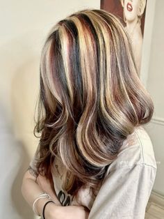 #calico #hairinspo #calicohair Neapolitan Hair Color, Tri Color Hair, Alternative Hair Color Ideas, Neapolitan Hair, Skunk Hair, Highlight Ideas, Hair Color Streaks, Hair Dyes