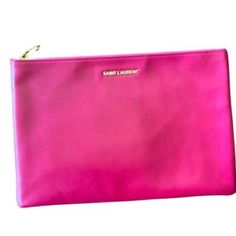 Yves Saint Laurent Hot Pink Leather Hot Pink Clutch Bag, Pink Leather-lined Shoulder Bag For Evening, Pink Rectangular Clutch, Hot Pink Ysl Bag, On-the-go Pink Clutch Shoulder Bag, Saint Laurent Bags, Adult Bedroom, Yves Saint Laurent Bags, School Shopping